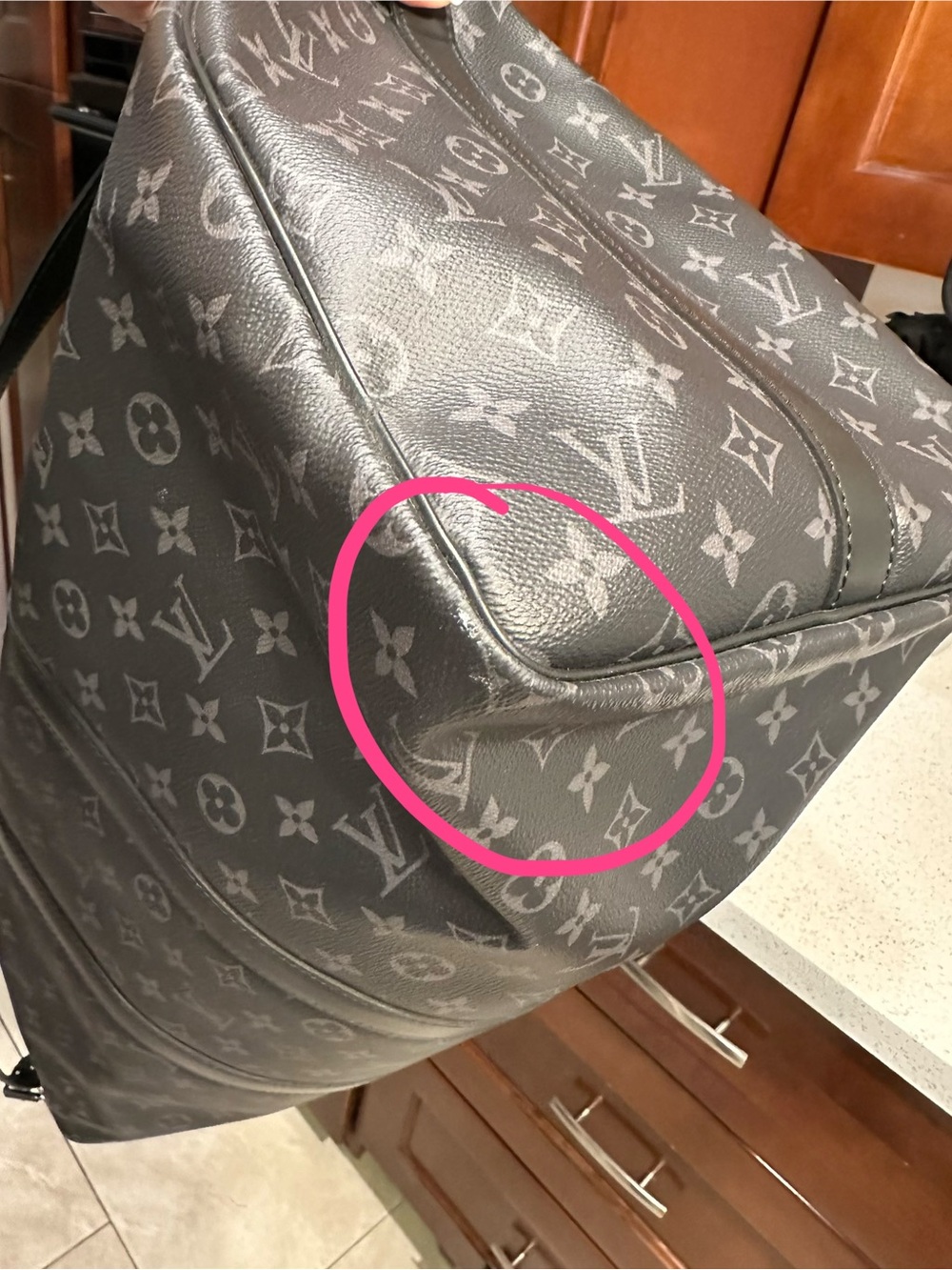 Louis Vuitton Black Monogram Black Eclipse Bandolier Keepall 55 - Picture 10 of 12